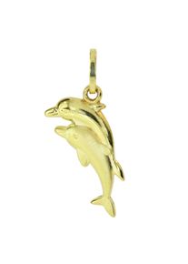 Kettenanh&auml;nger OSTSEE-SCHMUCK "OSTSEE-SCHMUCK Anh&auml;nger Delphinpaar Anh&auml;nger Delphinpaar", gelb (wei&szlig;, neutral), Schmuckanh&auml;nger, Damen, 23 x 12mm, Gelbgold 333, 0,4 g, Kettenanh&auml;nger