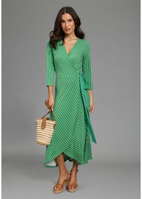 Midikleid Laura Scott, Damen, Gr. 42, N-Gr, gr&uuml;n, gestreift, Jersey, Obermaterial: 95% Viskose, 5% Elasthan, gestreift, ausgestellt lang, V-Ausschnitt, Kleider Midikleid, im modischen Streifen-Design, Topseller