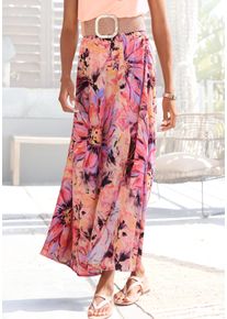 Maxirock Lascana, Damen, Gr. 34, pink (pink bedruckt), Web, Obermaterial: 100% Viskose, bedruckt, figurumspielend kn&ouml;chellang, R&ouml;cke Maxirock, mit Schlitz, Topseller