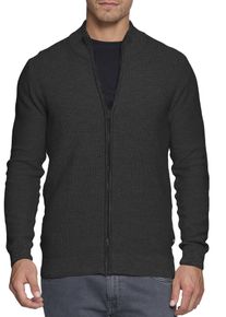 Strickjacke INDICODE "Marland", Herren, Gr. S, grau (charcoal mix), Strick, Obermaterial: 100% Baumwolle, unifarben, normal, hoch geschlossener Ausschnitt, Strickjacken Strickjacke
