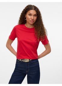 V&eacute;ro Moda Kurzarmshirt VERO MODA "VMPAULINA SS T-SHIRT GA JRS NOOS", Damen, Gr. L, rot (ribbon rot), Jersey, Obermaterial: 100% Baumwolle, unifarben, normal, Rundhals, Shirts Kurzarmshirt, Baumwolle, regular fit