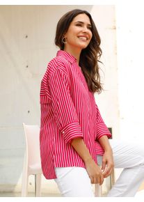 Longbluse Classic Basics, Damen, Gr. 42, wei&szlig;, rot, gestreift, 100% Polyester, gemustert, gestreift, mehrfarbig, Blusen Longbluse