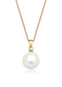 Silberkette Elli Premium "Halskette Muschelkernperle 585 Gelbgold" Gr. 45, gold, Halsketten, Damen, Gelbgold 585, Silberkette