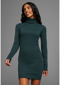 Strickkleid Kangaroos, Damen, Gr. 50, N-Gr, blau (petrol), Strick, Obermaterial: 60% Baumwolle, 40% Polyacryl, figurbetont mini, Rippb&uuml;ndchen, Kleider Strickkleid, mit Rollkragen