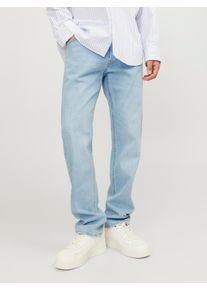 Jack & Jones Tapered-fit-Jeans JACK & JONES "JJIMIKE aus elastischem Material und Used-Waschung", Herren, Gr. 32, L&auml;nge 30, blau (blau, denim), Denim/Jeans, Obermaterial: 99% Baumwolle, 1% Elasthan, bequem, Jeans Tapered-fit-Jeans, Denim/Jeans, modisch, bequem, Baumwollmischung