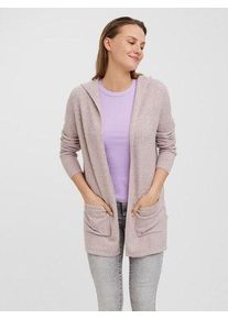 V&eacute;ro Moda Strickjacke VERO MODA "VMDOFFY LS OPEN HOOD CARDIGAN GA NOOS", Herren, Gr. XS, rosa (woodrose melange), Strick, Obermaterial: 94% Polyester, 3% Elasthan, 3% Nylon, meliert, regular fit Po-bedeckend, Rundhals, Strickjacken Strickjacke
