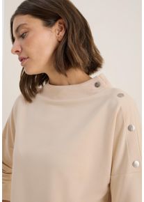 3/4-Arm-Shirt Cecil, Damen, Gr. XXL (46), beige (oat milk beige), Jersey, Obermaterial: 48% Baumwolle, 48% Modal, 4% Elasthan, unifarben, regular fit normal, ohne Ausschnitt, gerader Abschluss, Shirts 3/4-Arm-Shirt, mit Knopfdetail