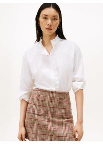 R&uuml;schenbluse Tommy Hilfiger "POPLIN RUFFLE SHIRT", Damen, Gr. 46, wei&szlig; (th optic wei&szlig;), Web, Obermaterial: 100% Baumwolle, unifarben, Po-bedeckend, Blusen R&uuml;schenbluse, mit R&uuml;schen Detail