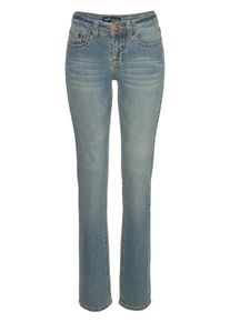 Gerade Jeans Arizona "Kontrastn&auml;hte", Damen, Gr. 46, N-Gr, blau (dirty blau u), Jeans, Obermaterial: 98% Baumwolle, 2% Elasthan, Basic, schmal lang, Jeans Gerade Jeans, niedrige Leibh&ouml;he, in 5-Pocket-Form, Used-Look-Waschung, Topseller