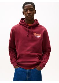 Kapuzensweatshirt Tommy Jeans "FONT PLAY HOODIE", Herren, Gr. L, rot (rot wine), Sweatware, Obermaterial: 100% Baumwolle, unifarben, regular fit normal, Rundhals, eingesetzt B&uuml;ndchen, Sweatshirts Kapuzensweatshirt, Regular fit mit Kapuze