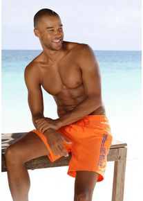 Badeshorts s.Oliver "Philip", Herren, Gr. M (50), N-Gr, orange, Microfaser, Polyester, unifarben, Badehosen Badeshorts, mit Logo-Print im Used-Look, Topseller