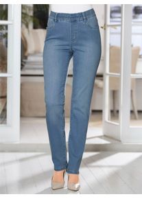 High-waist-Jeans Classic Basics, Damen, Gr. 46, Normalgr&ouml;&szlig;en, blau (blau, bleached), 81% Baumwolle, 17% Polyester, 2% Elasthan, unifarben, lang, Jeans High-waist-Jeans