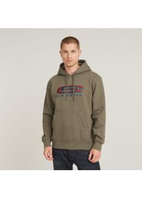 G-Star Raw Hoodie G-STAR "Old Skool Logo", Herren, Gr. M, braun (turf), Sweatware, Obermaterial: 58% Baumwolle, 42% Polyester, bedruckt, relaxed fit, angesetztes B&uuml;ndchen, Sweatshirts Hoodie