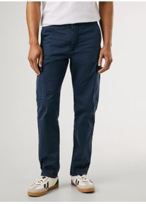 Chinohose Pepe Jeans "SLIM CARGO TWILL", Herren, Gr. 32, L&auml;nge 34, blau (dulwich blau), Twill, Obermaterial: 97% Baumwolle, 3% Elasthan, unifarben, slim fit lang, Hosen Chinohose, mit aufgesetzten Taschen