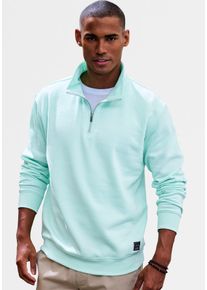 Sweatshirt John Devin, Herren, Gr. S (44/46), gr&uuml;n (mint), angeraute Sweatware, Obermaterial: 60% Baumwolle, 40% Polyester, unifarben, regular fit normal, Rundhals, angesetztes B&uuml;ndchen, Sweatshirts Sweatshirt, Langarm, Pullover mit Rei&szlig;verschluss am Stehkragen, Topseller