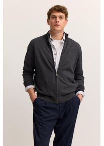 Strickjacke Bugatti "Regular Fit", Herren, Gr. M, 280, dunkelgrau, Strick, 100% Baumwolle, unifarben, regular fit, ohne Ausschnitt, Rippb&uuml;ndchen, Strickjacken Strickjacke, aus Baumwolle mit Stehkragen