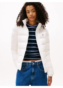 Steppjacke Tommy Jeans "TJW SLIM ZIP PRINT DOWN JACKET", Damen, Gr. L (40), beige (ecru), Web, Obermaterial: 100% Nylon, slim fit, elastischer Bund, Jacken Steppjacke