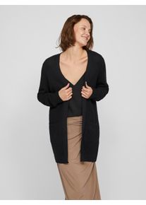 Strickjacke Vila "VIDALO L/S KNIT CARDIGAN- NOOS", Damen, Gr. S, schwarz, Strick, Obermaterial: 100% Baumwolle, unifarben, h&uuml;ftbedeckend, V-Ausschnitt, Strickjacken Strickjacke