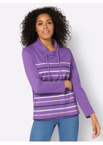 Langarmshirt Casual Looks "Shirt", Damen, Gr. 42, lila (lila, geringelt), 100% Baumwolle, gemustert, gestreift, mehrfarbig, Shirts Langarmshirt