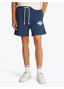 Sweatshorts Tommy Jeans "TJM REG VARSITY GRAPHICS SHORT", Herren, Gr. S, N-Gr, blau (schwarz night navy), Sweatware, Obermaterial: 100% Baumwolle, Hosen Sweatshorts