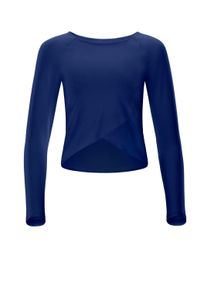 Langarmshirt WINSHAPE "Cropped Functional Light and Soft", Damen, Gr. L, blau (dunkelblau), 85% Polyester, 15% Elasthan, Rundhals, Shirts Langarmshirt, Overlap-Applikation