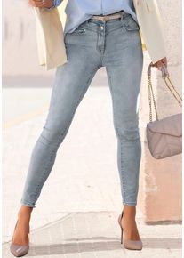 Skinny-fit-Jeans Lascana, Damen, Gr. 46, N-Gr, blau (blau, washed), Denim/Jeans, Obermaterial: 98% Baumwolle, 2% Elasthan, figurbetont lang, Jeans Skinny-fit-Jeans, mit Stretchanteil, figurbetont