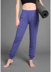 Yogahose OCEAN SPORTSWEAR "Soulwear - Yoga & Relax Pants - Loose Fit", Damen, Gr. 46, N-Gr, blau (navy), Obermaterial: 56% Baumwolle, 38% Viskose, 6% Elasthan, bequem lang, Hosen Yogahose, Seitliche Eingrifftaschen und B&uuml;ndchen f&uuml;r bequemen Sitz, Topseller
