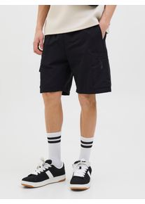Jack & Jones Cargohose JACK & JONES "JPSTJAIDEN MARCHER CARGO SHORTS SRT SN", Herren, Gr. XS, N-Gr, schwarz, Web, Obermaterial: 96% Nylon, 4% Elasthan, unifarben, relaxed fit knielang, Hosen Cargohose