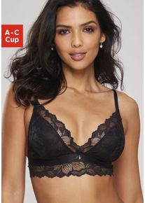 Bralette-BH Lascana, Damen, Gr. 80, Cup C, schwarz, Spitze, Obermaterial: 88% Polyamid, 12% Elasthan, BHs Bralette-BH, aus edler Spitze mit h&uuml;bschem Unterbrustband in Satin-Optik, Dessous