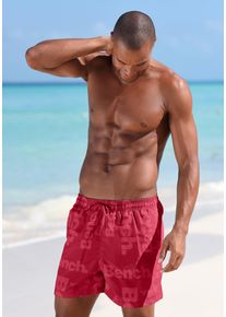 Badeshorts Bench., Herren, Gr. M (50), Lang, rot (rot (langgr&ouml;&szlig;e)), Microfaser, Polyester, bedruckt, Badehosen Badeshorts, kurze oder lange Form