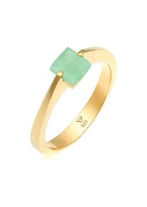 Silberring Elli Premium "Ring Jade Gr&uuml;n Dreieck klassik 925 Silber vergoldet" Gr. 60, gold, Fingerringe, Damen, 60, Silber 925 (Sterlingsilber), Silberring