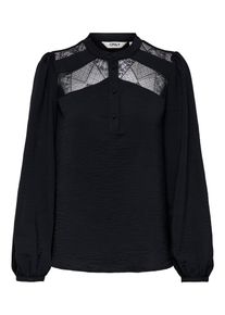 Langarmbluse Only "OnlyOHANNA LIFE FR L/S LACE TOP WVN CS", Damen, Gr. XS, schwarz, Web, Obermaterial: 100% Polyester, unifarben, regular fit, Blusen Langarmbluse