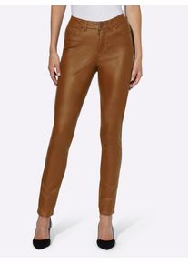 R&ouml;hrenhose Heine, Damen, Gr. 22, Kurzgr&ouml;&szlig;en, braun (cognac), 76% Viskose, 21% Polyamid, 3% Elasthan, Miedereinsatz:15% Elasthan, 85% Polyamid, unifarben, lang, Hosen R&ouml;hrenhose