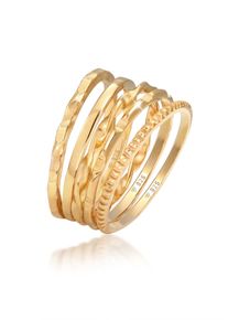Ring-Set Elli "Ring Stapelringe Stacking Basic 5er Set 925 Silber" Gr. 52, gold, Fingerringe, Damen, 52, ohne Stein, Silber 925 (Sterlingsilber), Ring-Set