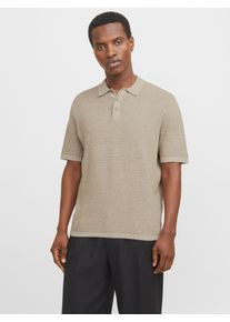 Jack & Jones Kurzarmpullover JACK & JONES "JJEGEORGE KNIT POLO SS SN", Herren, Gr. XXL, wei&szlig; (coriander detail:with cloud dancer), Strick, Obermaterial: 85% Baumwolle, 15% Polyester, unifarben, relaxed fit taillenbedeckt, ohne Ausschnitt, B&uuml;ndchen, Pullover Kurzarmpullover, mit Polo Kragen