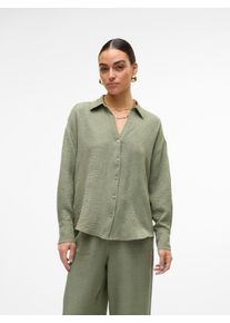 V&eacute;ro Moda Langarmbluse VERO MODA "VMMELANEY QUEENY LS SHIRT WVN NOOS", Damen, Gr. XS, gr&uuml;n (laurel wreath detail:melange), Web, Obermaterial: 100% Polyester, meliert, loose fit Po-bedeckend, V-Ausschnitt, Blusen Langarmbluse, Kunstfaser, loose fit