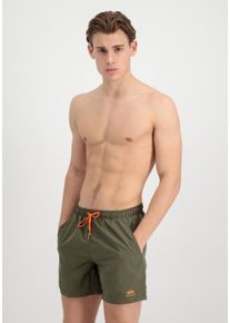 Shorts Alpha Industries "Basic Swim Short", Herren, Gr. XS, Normalgr&ouml;&szlig;en, gr&uuml;n (schwarz olive), Obermaterial: 100% Polyester, Futter: 100% Polyester, Hosen Shorts