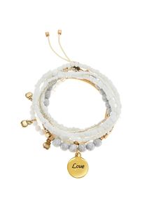 Armketten Set Lascana, Damen, Gr. Glas Stein, gold (wei&szlig;, goldfarben), Glas, Stein, gl&auml;nzend, Armb&auml;nder Armketten Set, elastisches Armband mit Anh&auml;nger, Armband Set