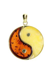 Kettenanh&auml;nger OSTSEE-SCHMUCK "OSTSEE-SCHMUCK Anh&auml;nger Yin & Yang Anh&auml;nger Yin & Yang", gelb (wei&szlig;, neutral), Schmuckanh&auml;nger, Damen, 30x30mm, Gelbgold 585, 7,3 g, Kettenanh&auml;nger