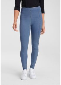 Jeansjeggings Arizona, Damen, Gr. 46, N-Gr, blau (bleached), Denim/Jeans, Obermaterial: 63% Baumwolle, 32% Polyester, 5% Elasthan, Basic, skinny fit lang, Jeans Jeansjeggings, extra-eng geschnittene Beinform, hohe Leibh&ouml;he