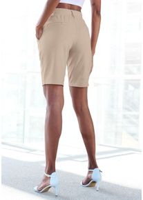 Shorts Lascana, Damen, Gr. 34, N-Gr, beige (sand), Sweatware, Obermaterial: 70% Viskose, 25% Polyamid, 5% Elasthan, unifarben, l&auml;ssig geschnitten ca. Mitte Oberschenkel, Hosen Shorts, mit G&uuml;rtelschlaufen und Bindeband, Loungewear, Topseller