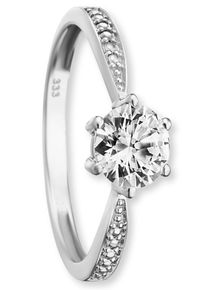 Goldring ONE ELEMENT "Zirkonia Ring aus 333 Wei&szlig;gold" Gr. 59, silber, Fingerringe, Damen, 59,mit Zirkonia, Wei&szlig;gold 333, Goldring