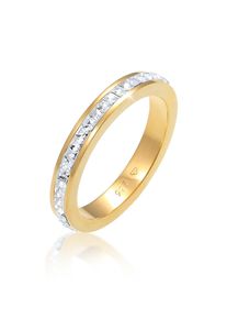 Silberring Elli Premium "Ring Bandring Geo Shape Kristalle 925 Silber" Gr. 56, gold, Fingerringe, Damen, 56, Silber 925 (Sterlingsilber), Silberring