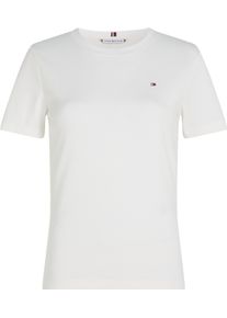 Rundhalsshirt Tommy Hilfiger Curve "CRV SLIM CODY C-NK SS", Damen, Gr. 50, beige (ecru), Single Jersey, Obermaterial: 100% Baumwolle, unifarben, slim fit, Rundhals, Shirts Rundhalsshirt, in Gro&szlig;en Gr&ouml;&szlig;en, mit Rundhals