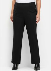 Jerseyhose sheego, Damen, Gr. 46, Normalgr&ouml;&szlig;en, schwarz, 60% Viskose, 35% Polyamid, 5% Elasthan, unifarben, Hosen Jerseyhose