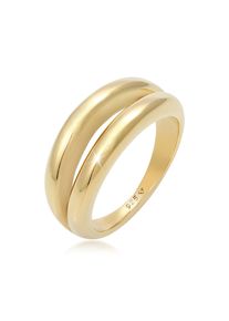Silberring Elli Premium "Ring Bandring Doppelt Stacking Look Basic 925 Silber" Gr. 58, gold, Fingerringe, Damen, 58, Silber 925 (Sterlingsilber), Silberring