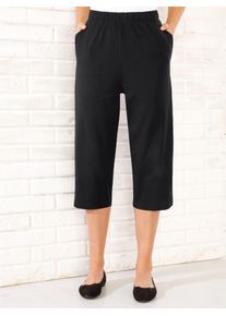 Caprihose, Damen, Gr. 46, Normalgr&ouml;&szlig;en, schwarz, 100% Baumwolle, unifarben, kurz, Hosen Caprihose