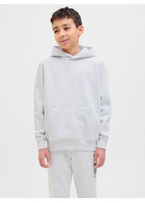 Jack & Jones Kapuzensweatshirt JACK & JONES JUNIOR "JJEURBAN EDGE SWEAT HOOD NOOS JNR", Jungen, Gr. 140, grau (wei&szlig; melange), angeraute Sweatware, Obermaterial: 70% Baumwolle, 30% Polyester, unifarben, loose fit normal, Rippb&uuml;ndchen, Sweatshirts Kapuzensweatshirt