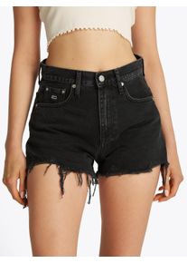 Shorts Tommy Jeans "HOT PANT BI8080", Damen, Gr. 33, N-Gr, schwarz (denim schwarz), Denim/Jeans, Obermaterial: 100% Baumwolle, Destroyed-Effekte, normal kurz, Hosen Shorts, im Destroyed-Look