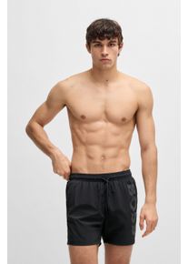 Badeshorts BOSS "Octopus", Herren, Gr. M (50), N-Gr, grau (dunkelgrau 022), Web, Obermaterial: 100% Polyamid, Badehosen Badeshorts, Mit BOSS Logoschriftzug, elastischer Taillenbund mit Kordel